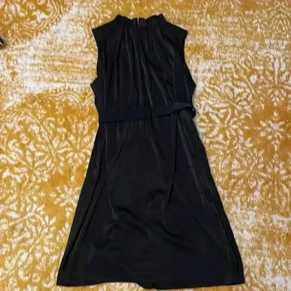 WHBM pleated high neck belted little black dress large - Picture 4 of 6
